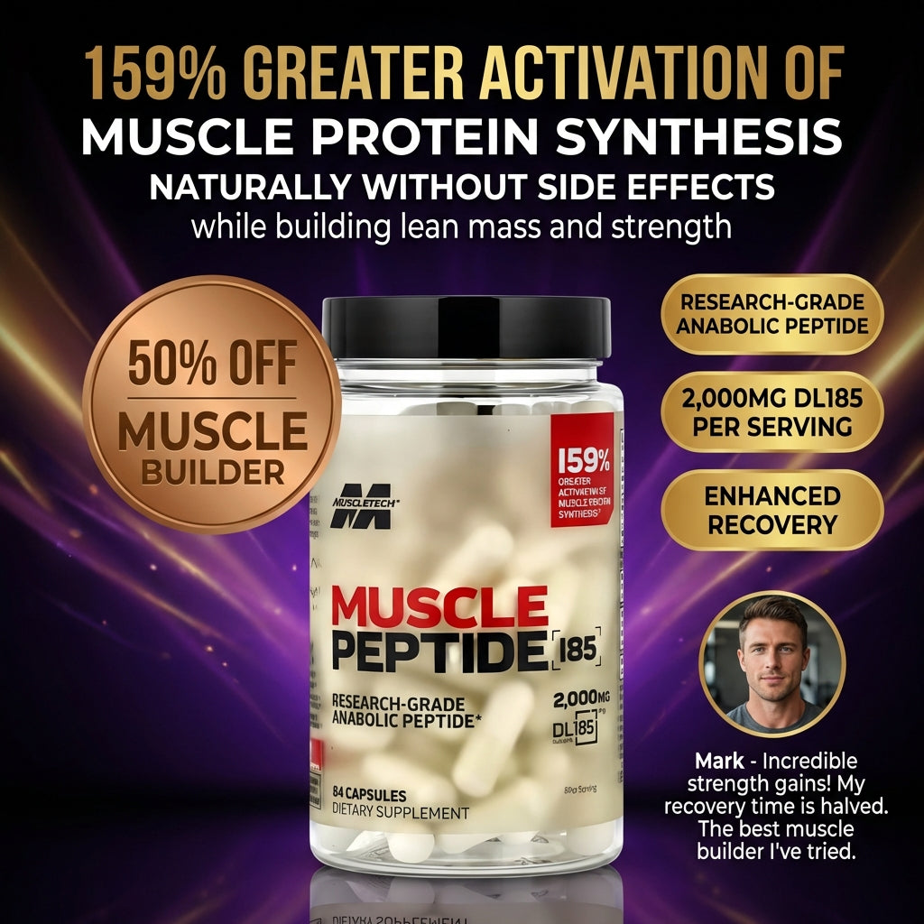 MUSCLE PEPTIDE 185 SUPPLEMENTS BUILD LEAN MUSCLE 3X FASTER.