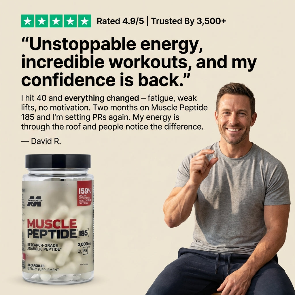 MUSCLE PEPTIDE 185 SUPPLEMENTS BUILD LEAN MUSCLE 3X FASTER.