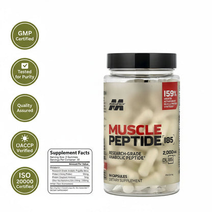 MUSCLE PEPTIDE 185 SUPPLEMENTS BUILD LEAN MUSCLE 3X FASTER.
